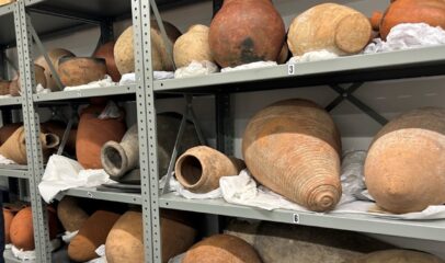 Stacks of old pots