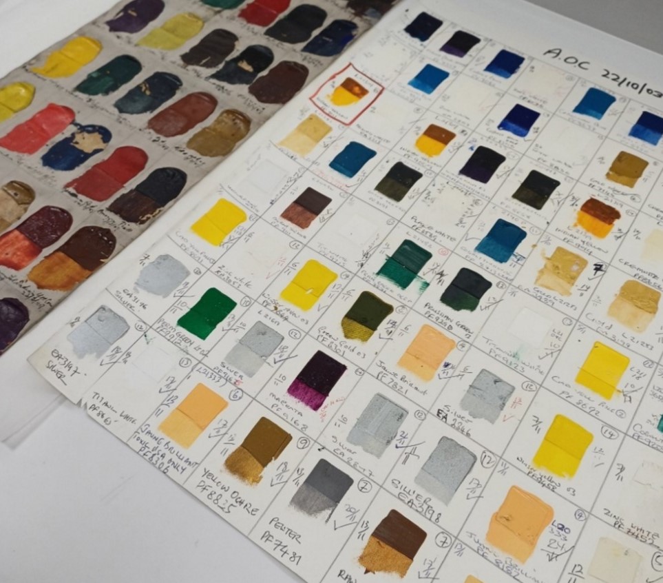 A glimpse into the paint reference collection (a selection of over 600 Winsor and Newton paint swatches dating from 1945-2007) forming part of the Tate Conservation and Heritage Science Archive.