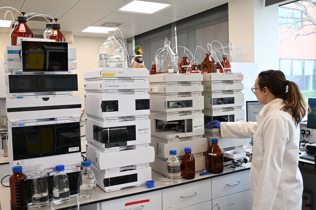 Researcher preparing samples